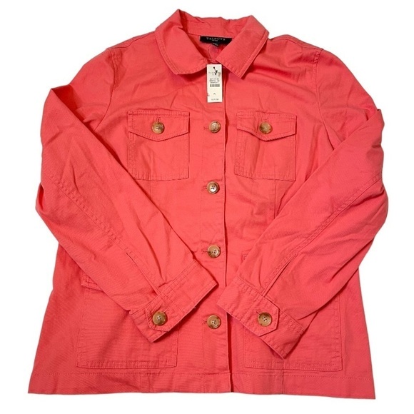 Talbots button close lightweight utility jacket large petite new - Picture 1 of 11
